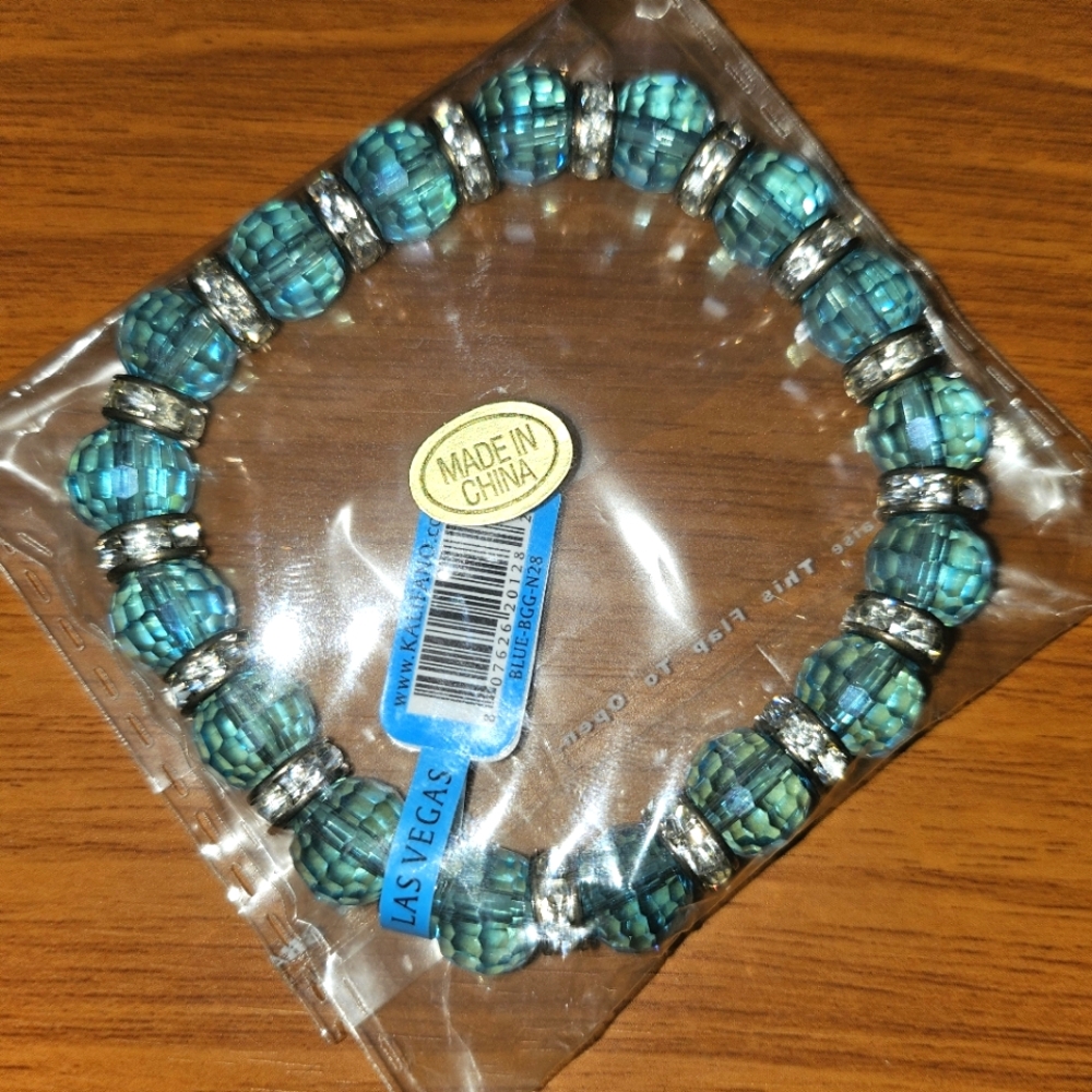 Kalifano Aquamarine Bead Bracelet